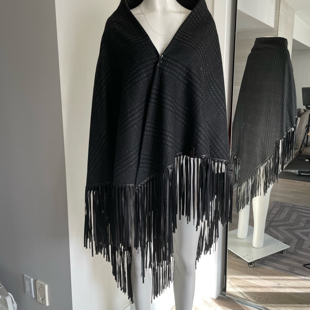 Faux Leather Fringe Cape by Rudsak